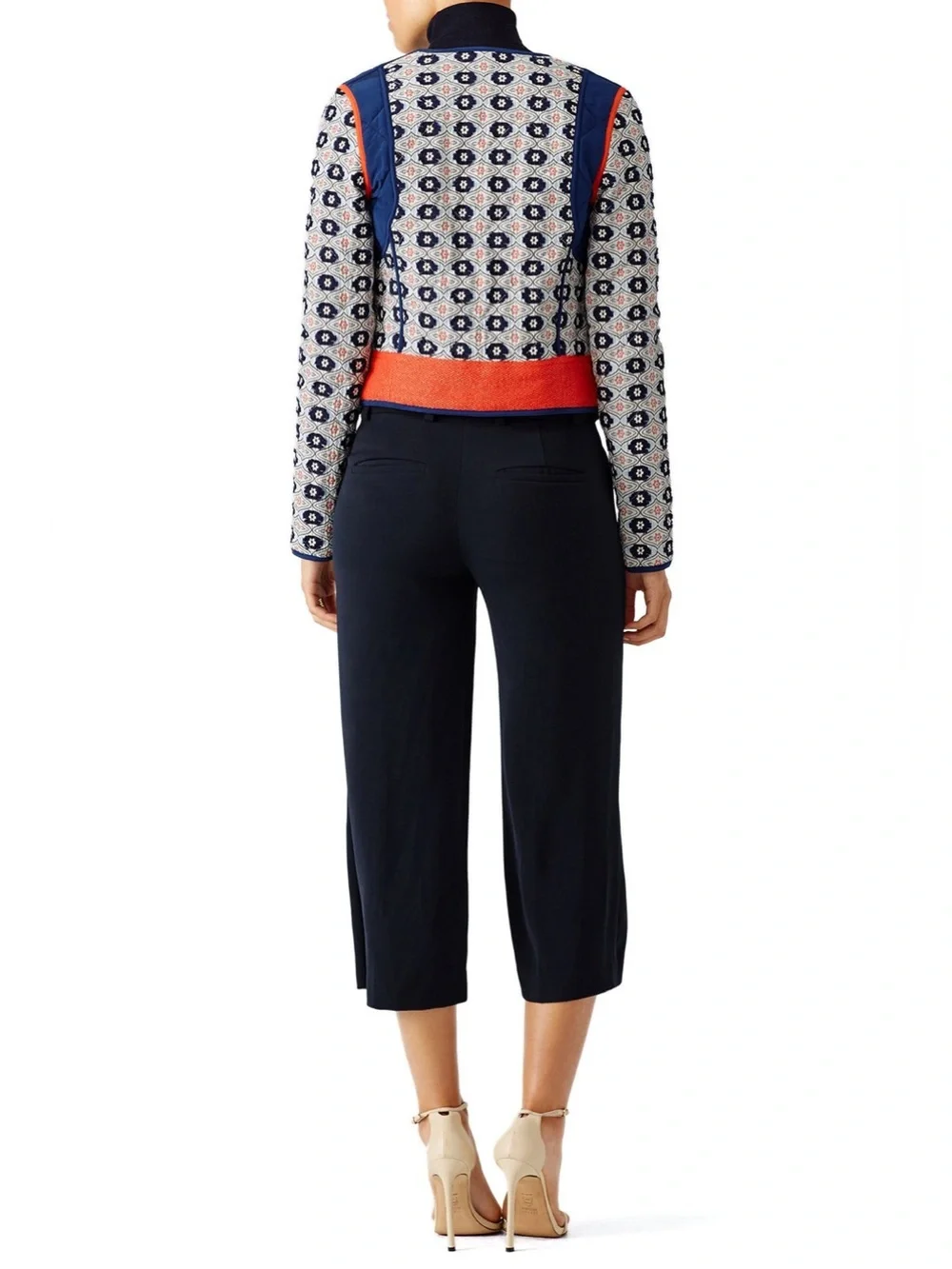 Tory Burch Rainford Daisy-Jacquard Cropped Jacket Size 6